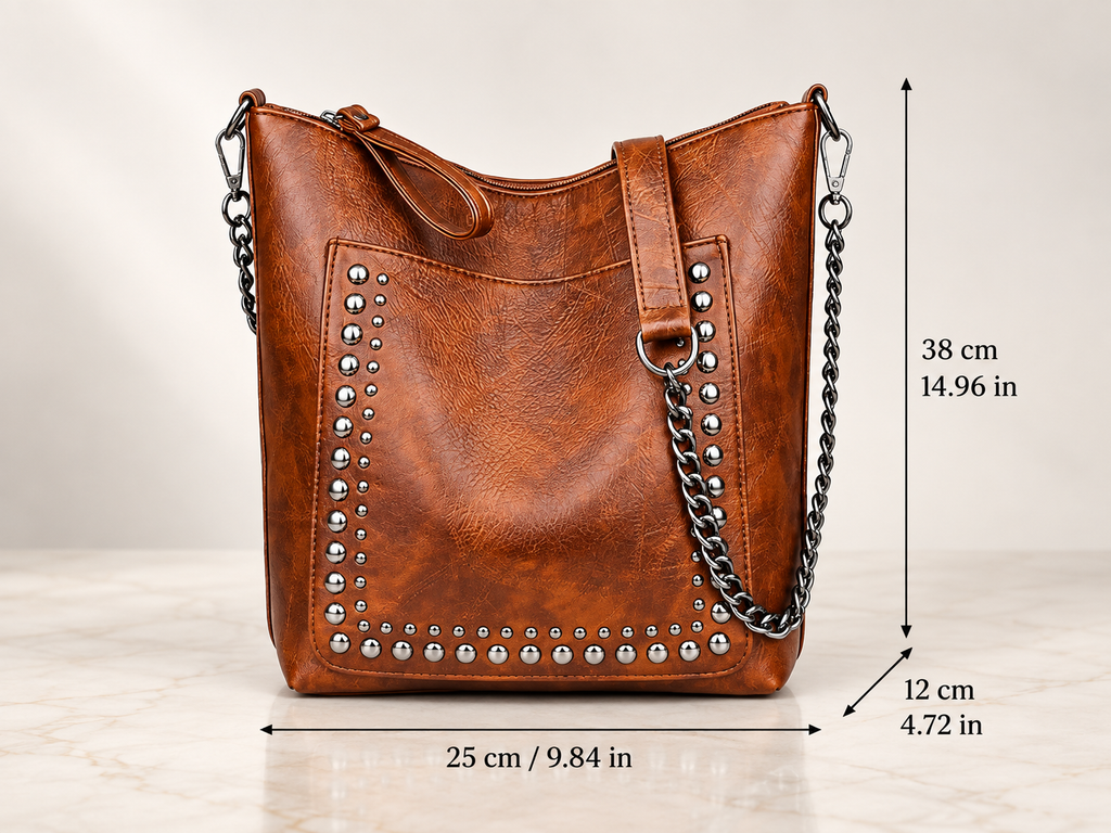 Brielle Studded Bucket Shoulder Bag