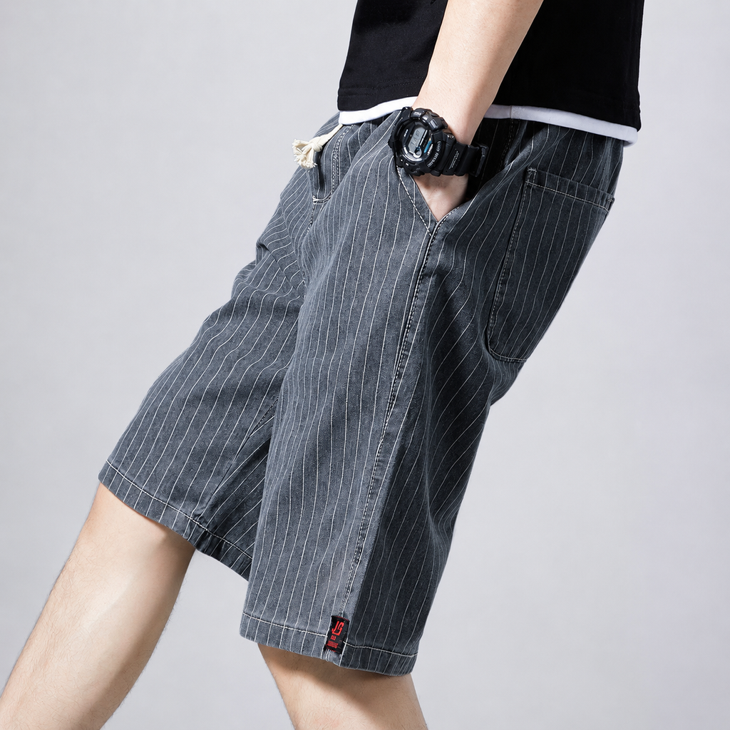 Oliver Pinstripe Denim Drawstring Shorts