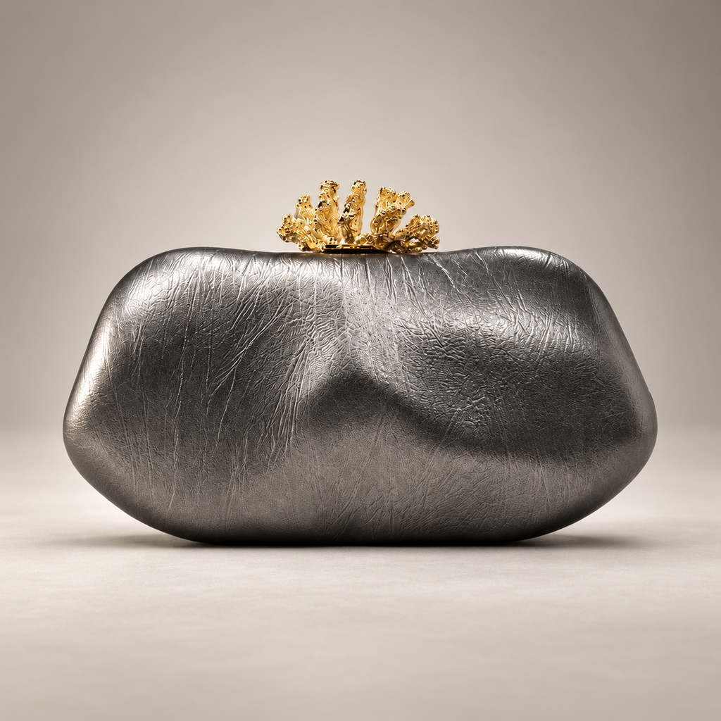 Valentina Italian Coral Clasp Evening Clutch Bag