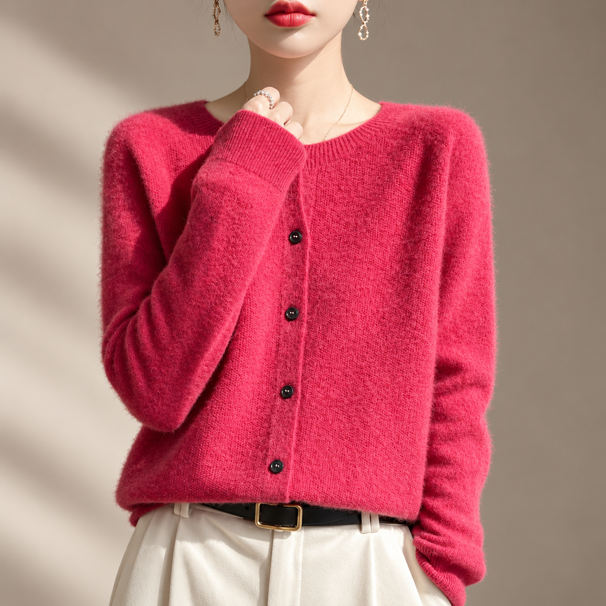 Elodie Soft Knit Button-Front Cardigan