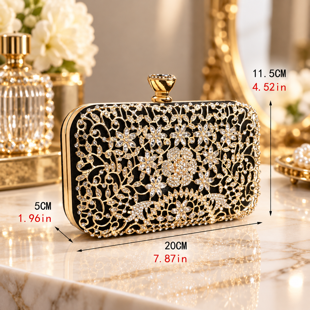 Isabella Floral Crystal Evening Clutch Bag