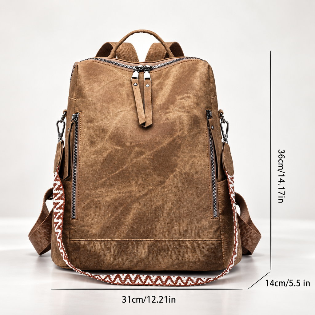 Florence Women’s Convertible Backpack Purse – Washed Multi-Pocket Crossbody Travel Bag