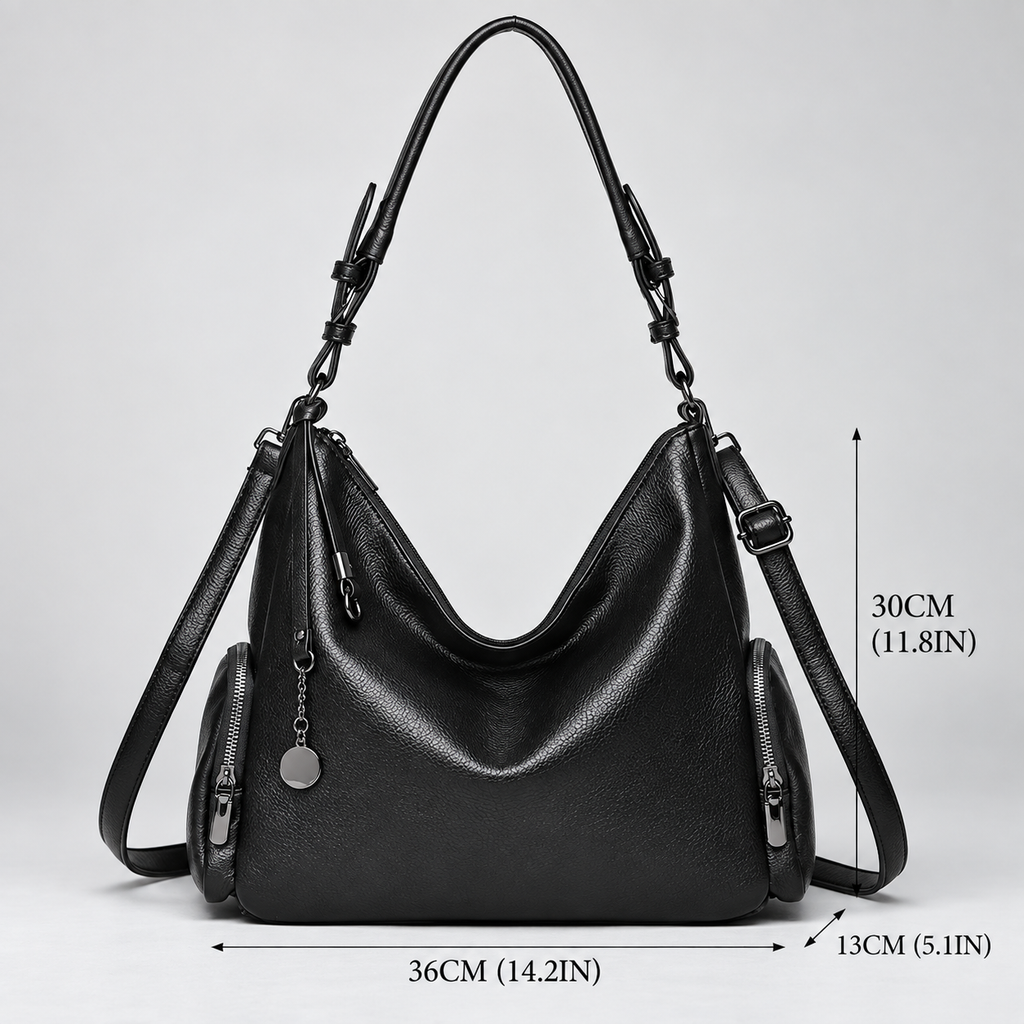 Lucienne Women’s Hobo Shoulder Bag – Slouchy Crossbody Handbag with Side Zip Pockets