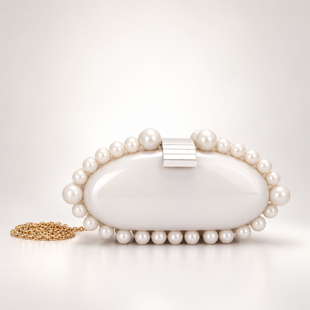 Camille Beaded Marbled Oval Clutch Evening Bag