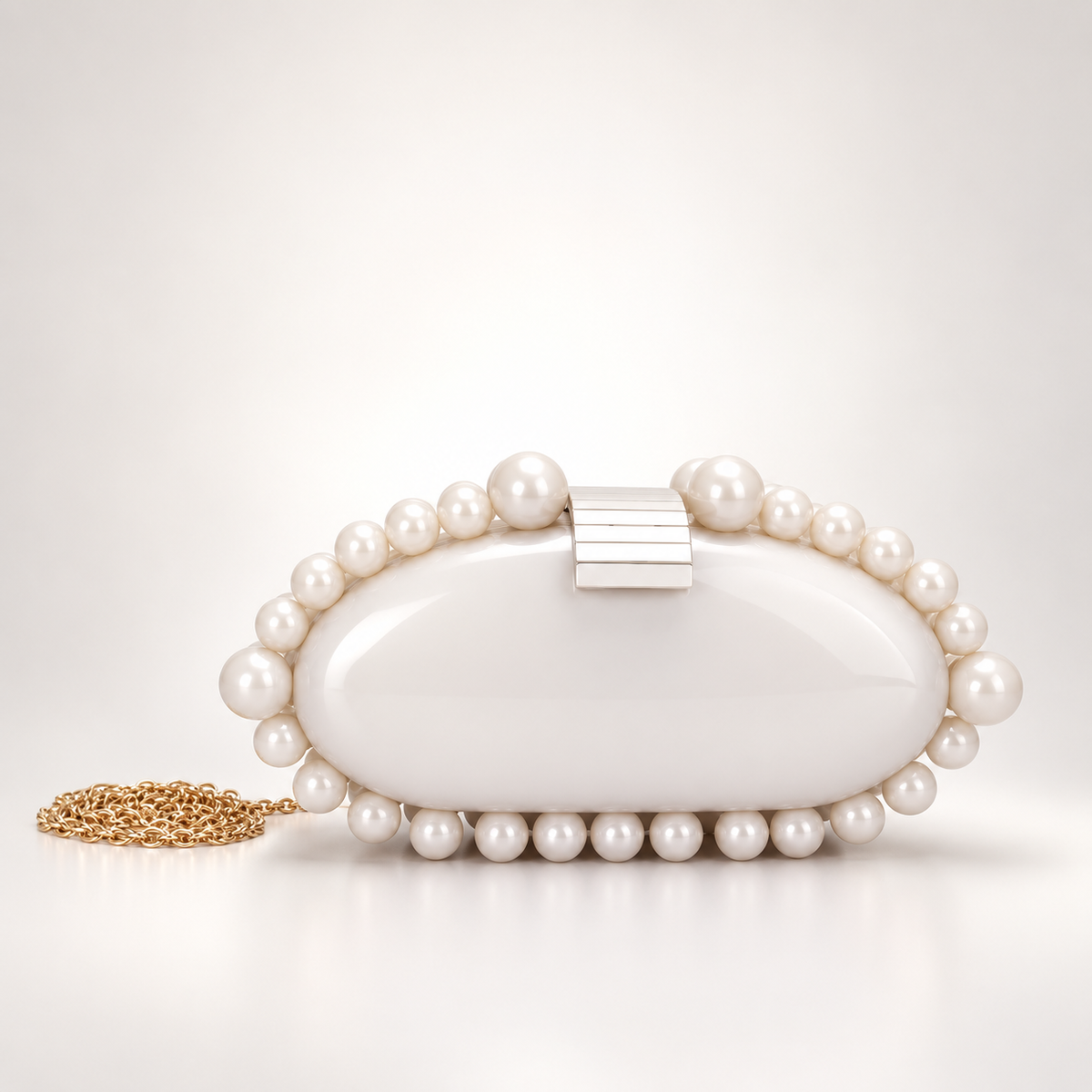 Camille Beaded Marbled Oval Clutch Evening Bag