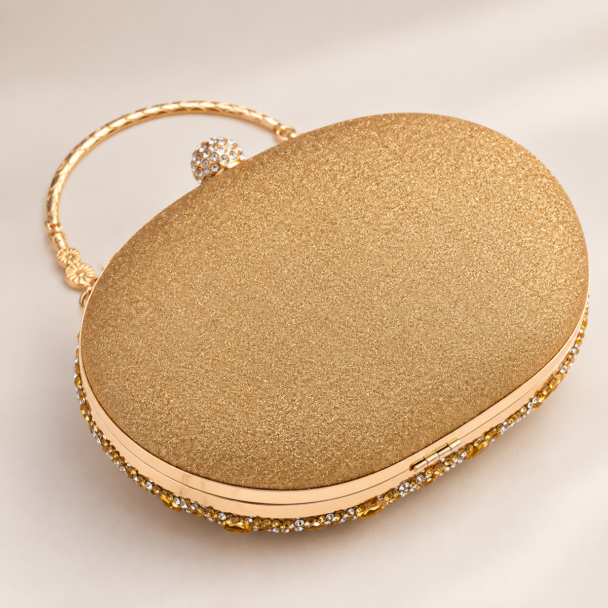 Lucia Crystal Floral Evening Clutch with Top Handle