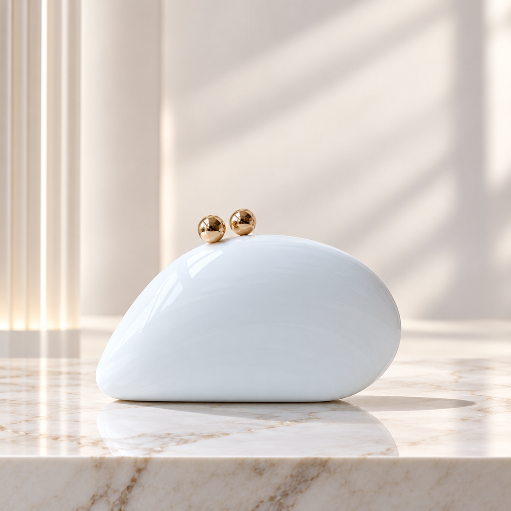 Alessia Marbled Hard-Shell Clutch Bag with Gold-Tone Kiss