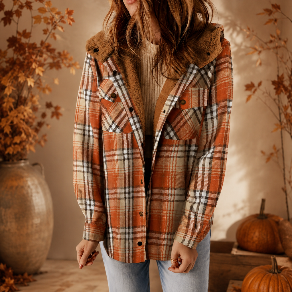 Francesca Women’s Plaid Fleece-Lined Hooded Jacket