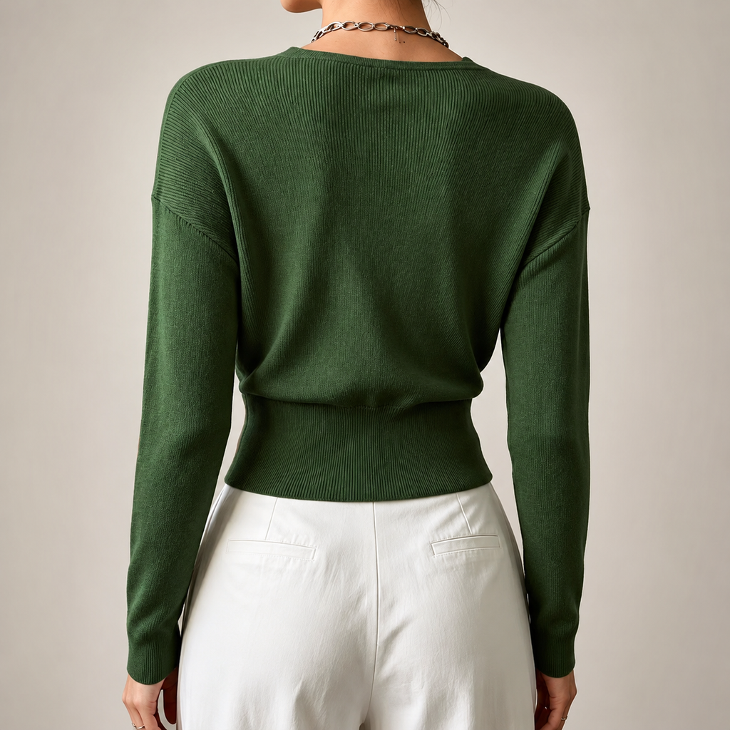 Harper Women’s Ribbed Wrap-Front V-Neck Sweater