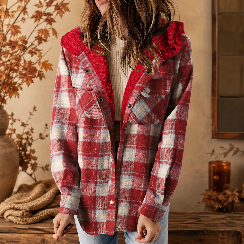 Francesca Women’s Plaid Fleece-Lined Hooded Jacket