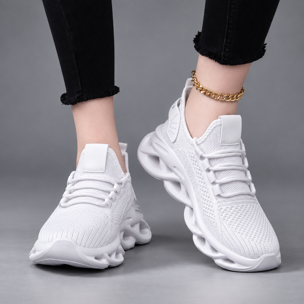 Bianca Women’s Knit Platform Sneakers – Lace-Up Hollow Sole Walking Shoes