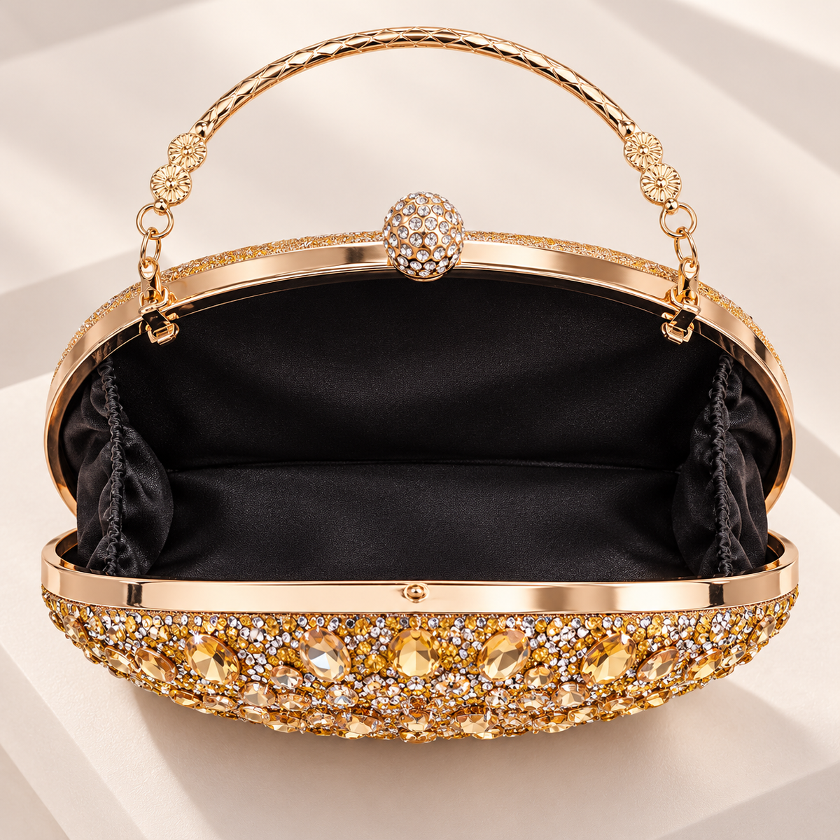 Lucia Crystal Floral Evening Clutch with Top Handle