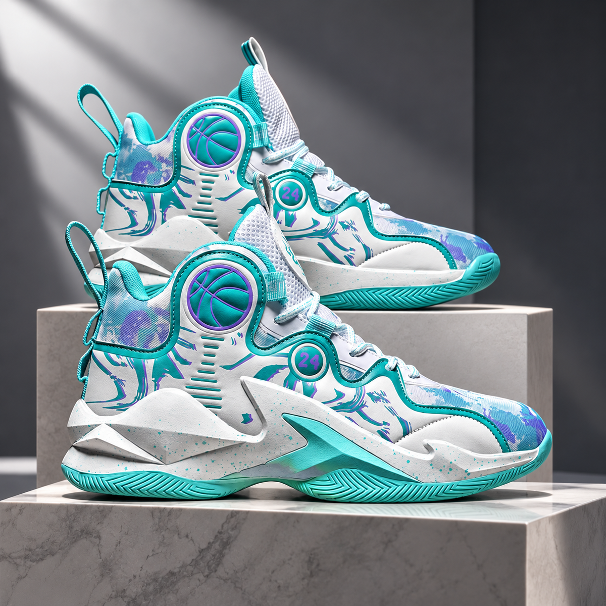 Avery High-Top Basketball-Inspired Sneakers – Sculpted Sole & Graphic Detail