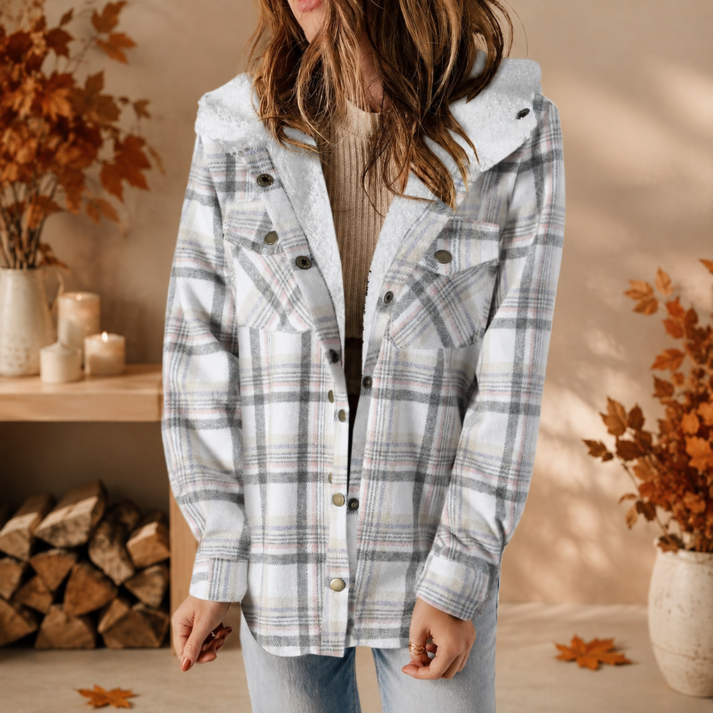Francesca Women’s Plaid Fleece-Lined Hooded Jacket