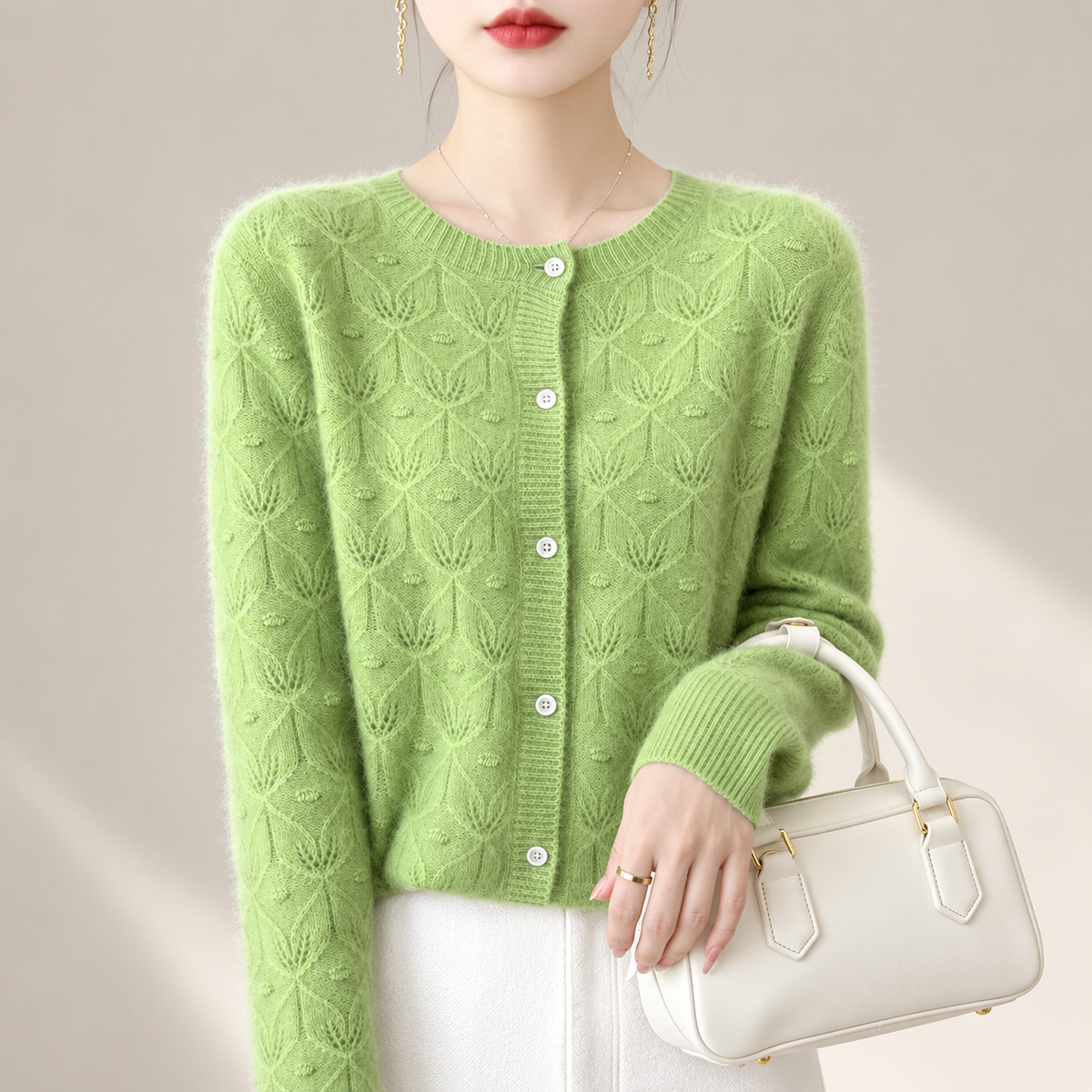 Marielle Women’s Floral Openwork Knit Cardigan
