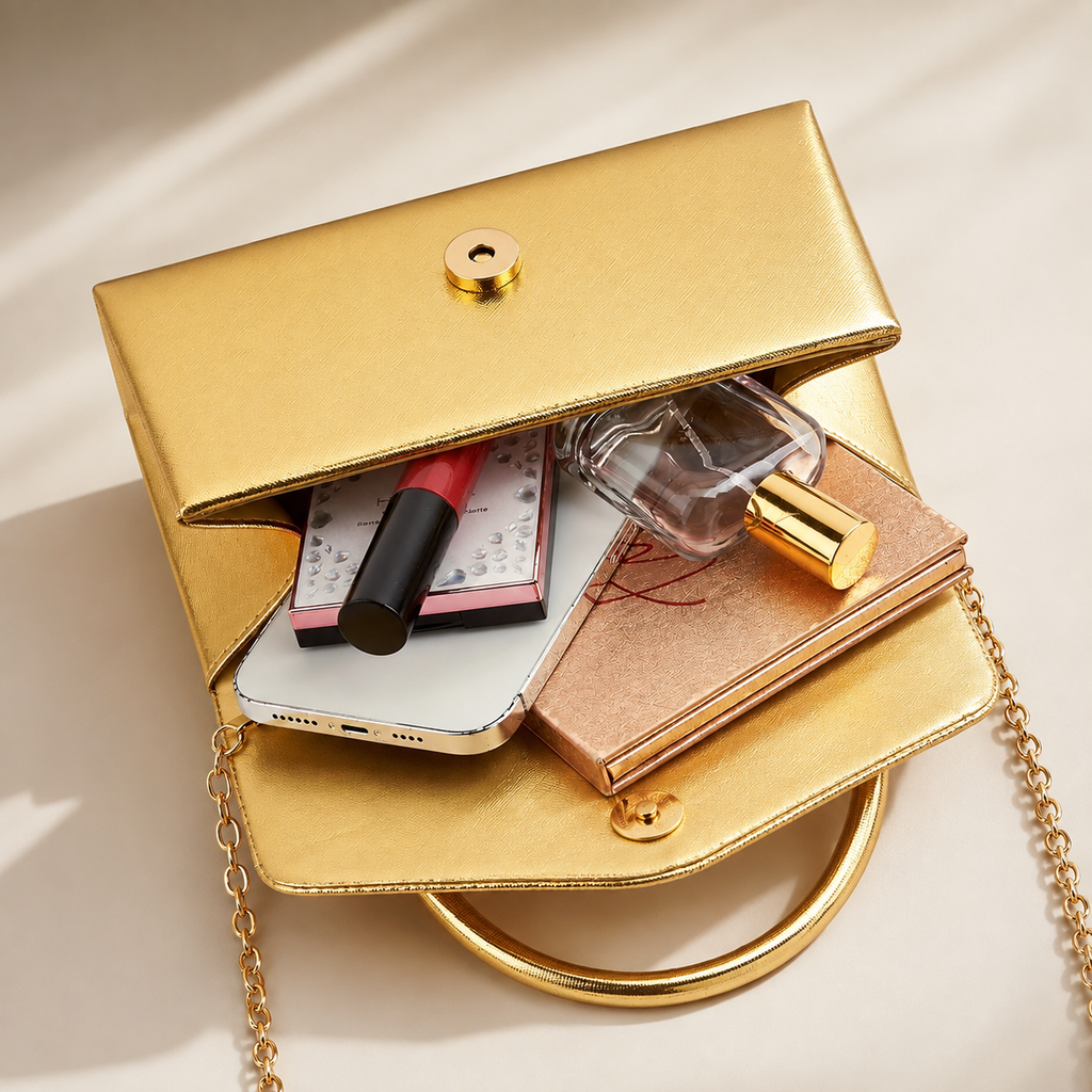 Genevieve Metallic Top Handle Evening Bag