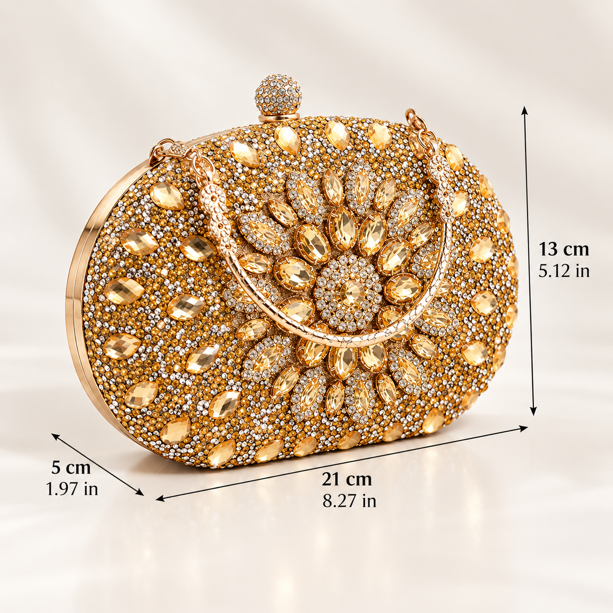 Lucia Crystal Floral Evening Clutch with Top Handle