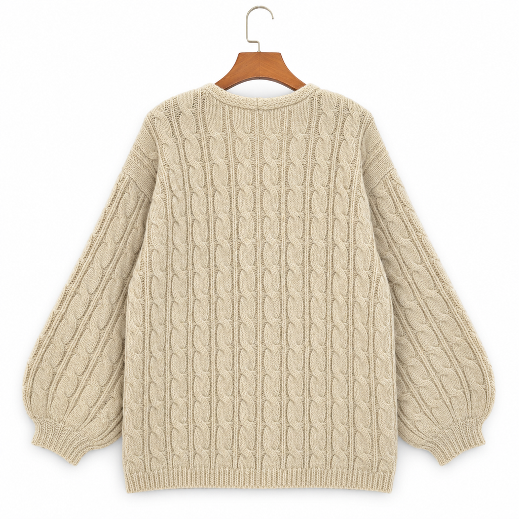 Elodie Women's Oversized Cable-Knit V-Neck Cardigan