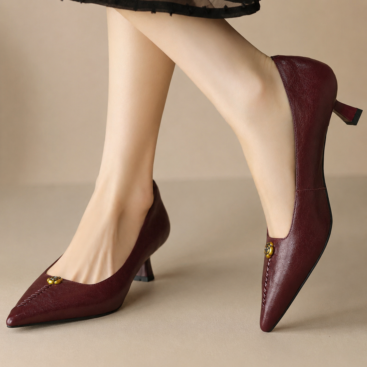 Elena Women’s Genuine Leather Pointed-Toe Pumps