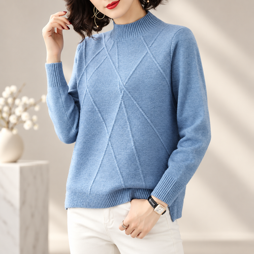 Adeline Textured Mock Neck Knit Sweater – Women’s Long Sleeve Side Button Pullover