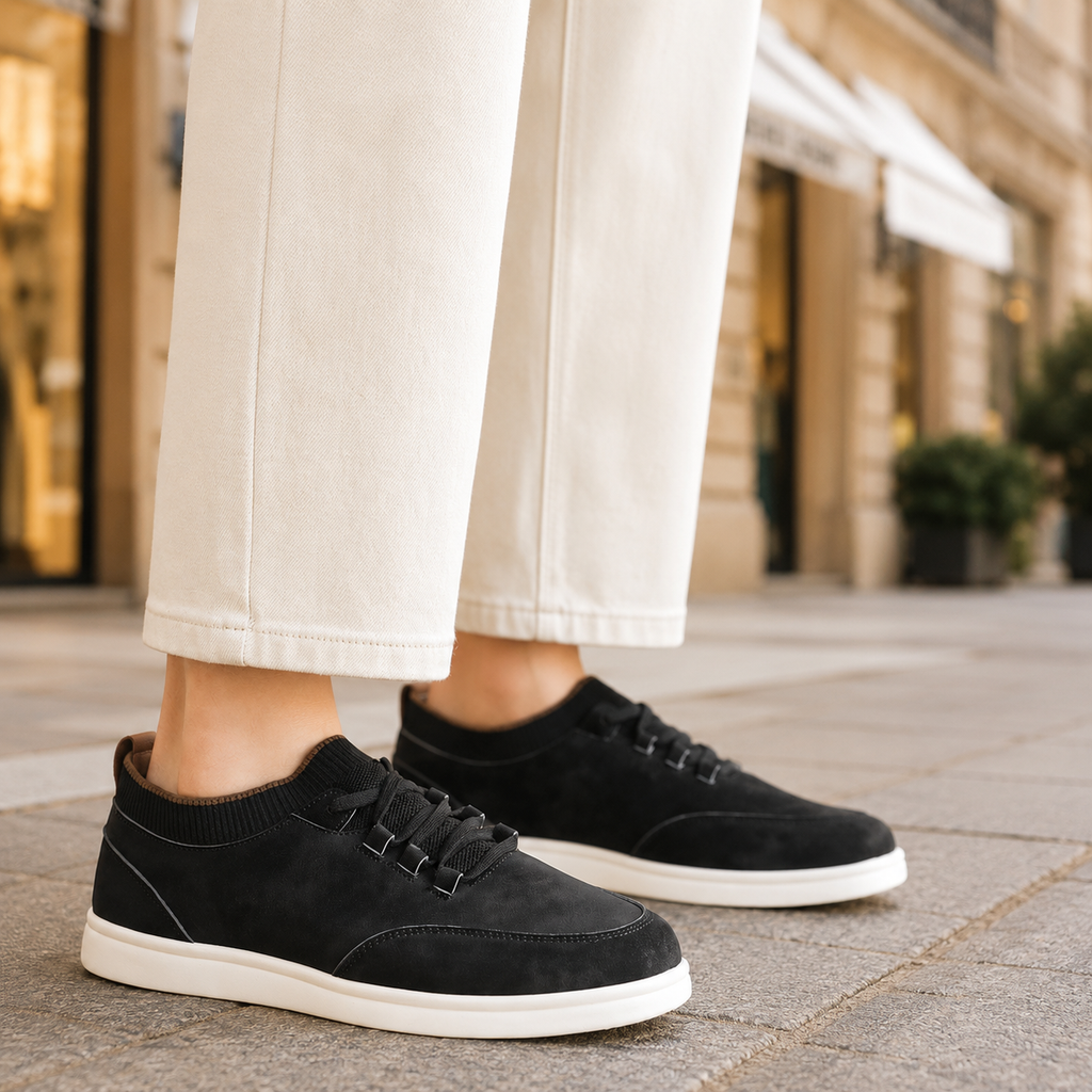 Adrian Men's Textured Low-Top Sneakers with Knit Collar