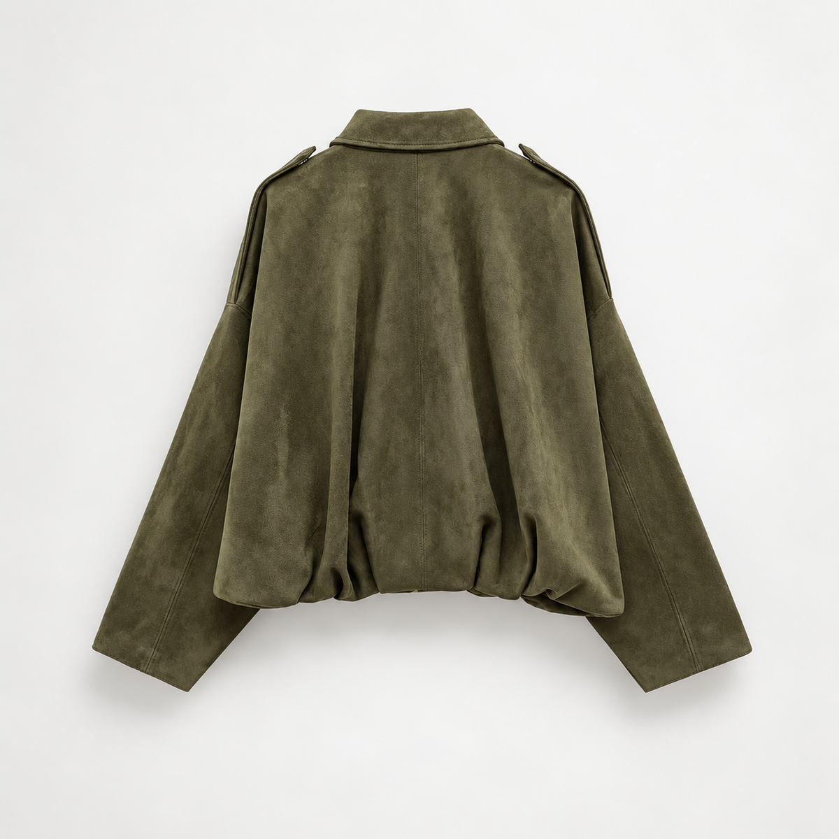Alessia Women’s Oversized Cropped Suede-Look Jacket with Shoulder Tabs