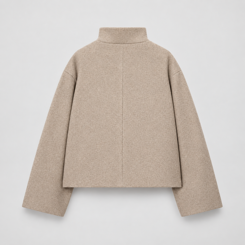 Isla Women’s Cropped Jacket with Asymmetrical Stand Collar