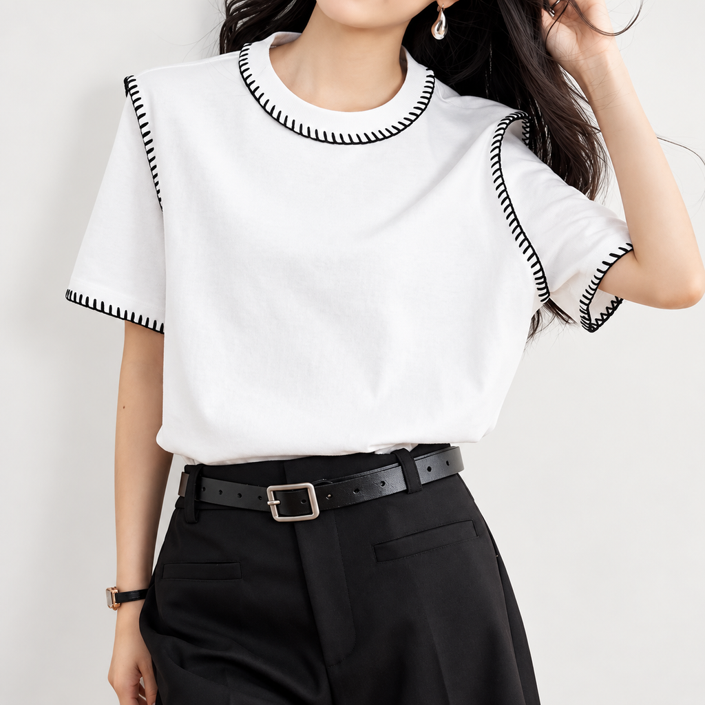 Lucia Contrast Stitch Short Sleeve T-Shirt