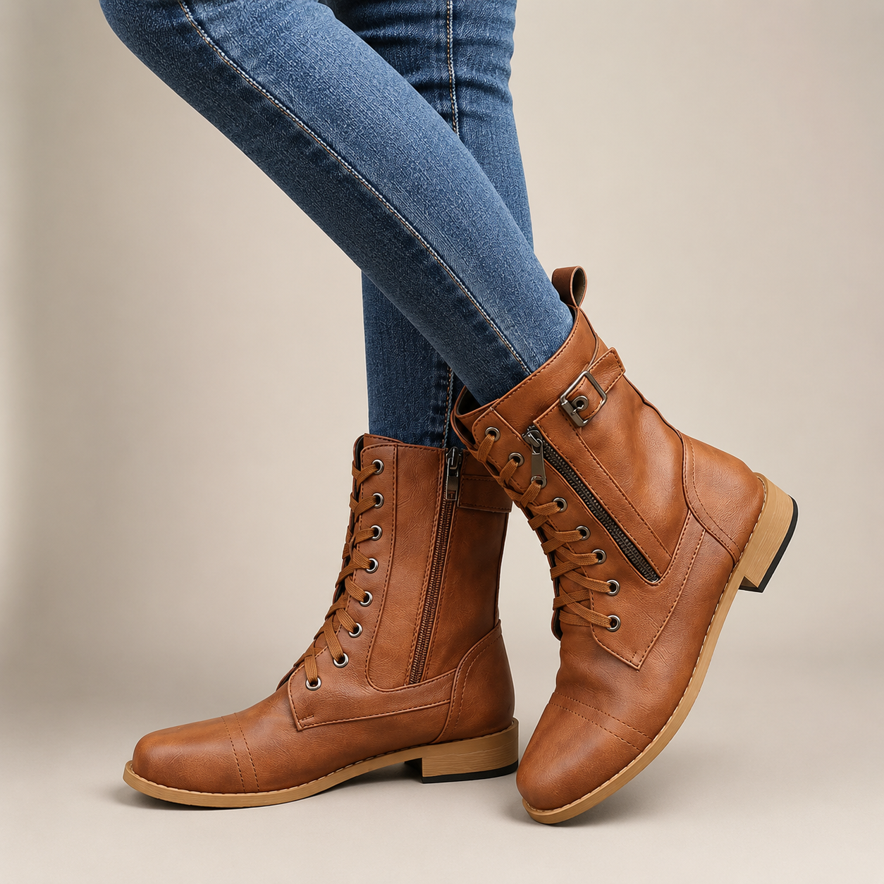 Brielle Women’s Lace-Up Boots with Side Zipper