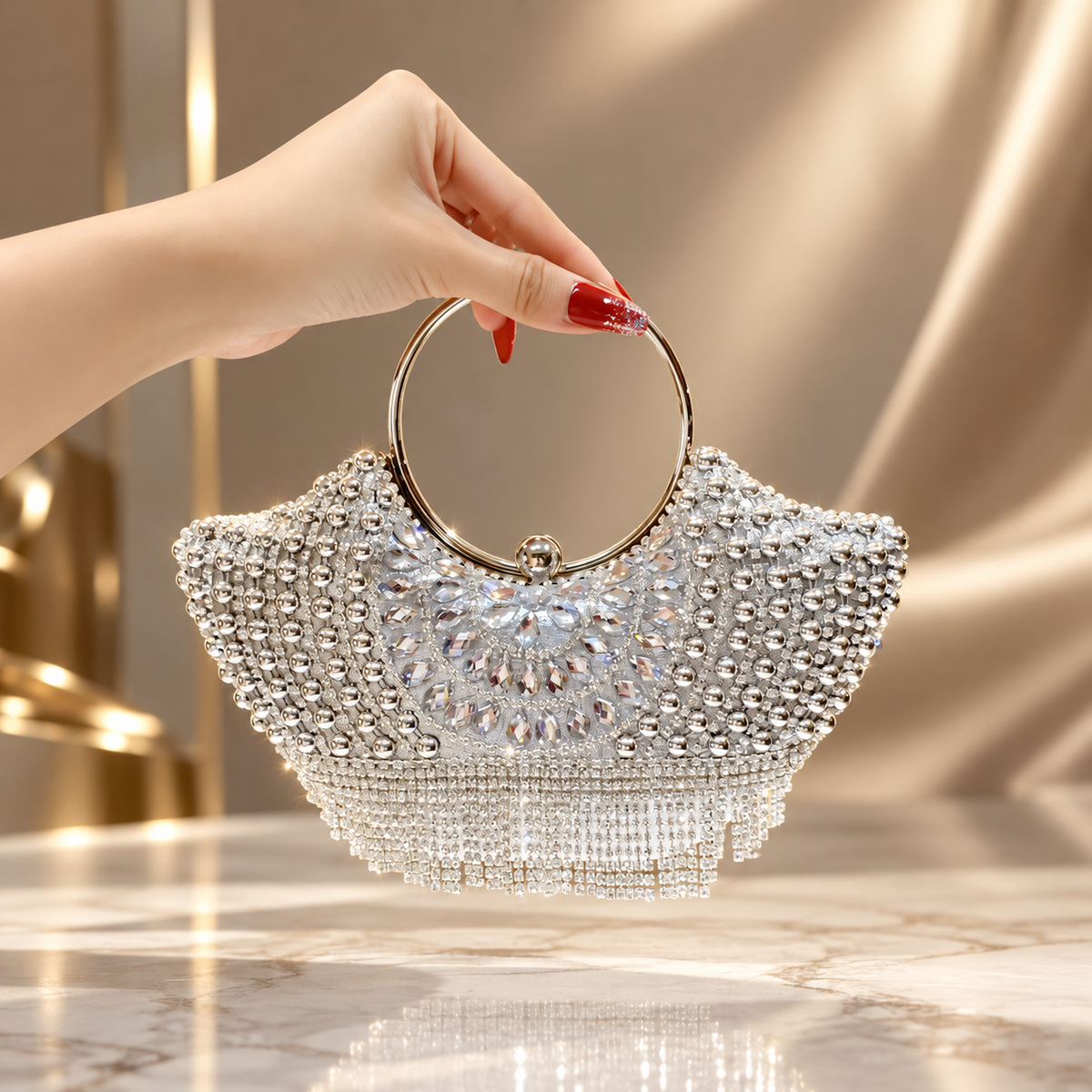 Alessia Crystal Embellished Evening Clutch Bag