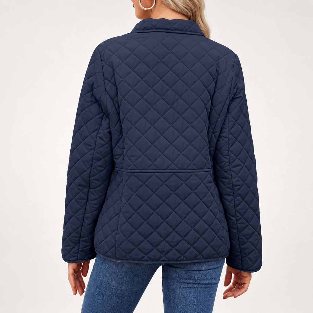 Isabelle Women’s Diamond Quilted Jacket – Snap Front Collared Lightweight Coat