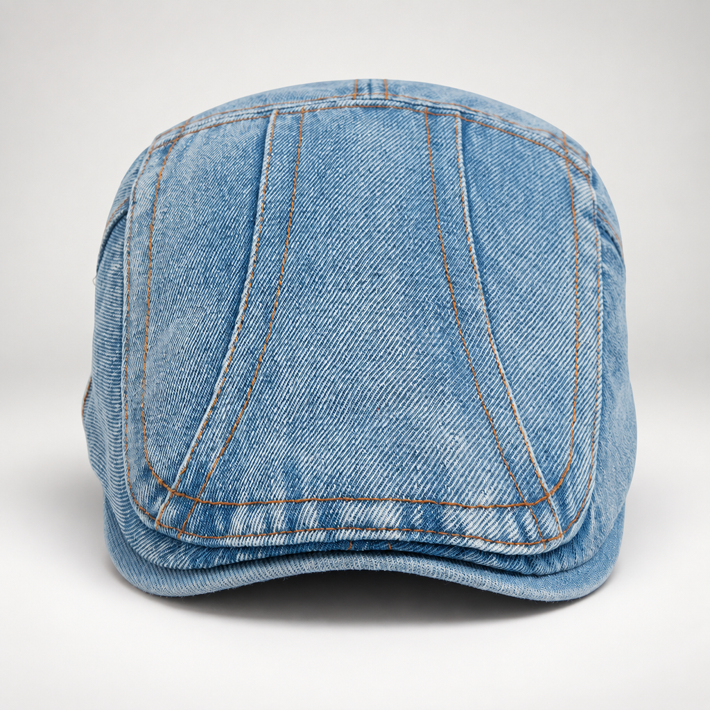 Hudson Denim Flat Cap with Adjustable Buckle