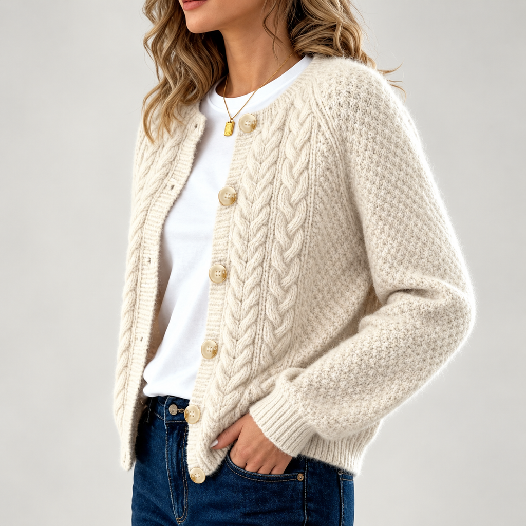 Celeste Cable-Knit Button Cardigan