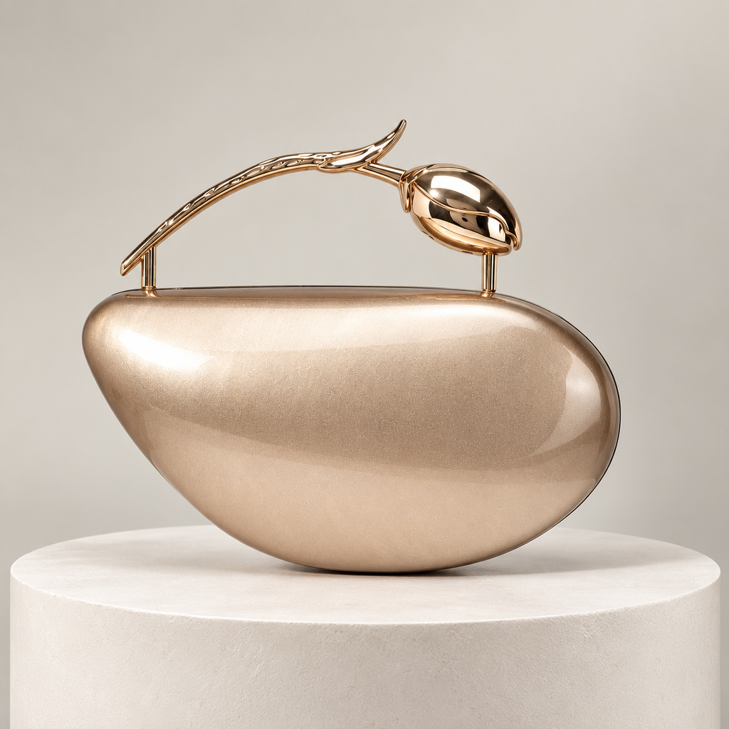 Celeste Women’s Sculptural Floral Handle Evening Clutch Bag