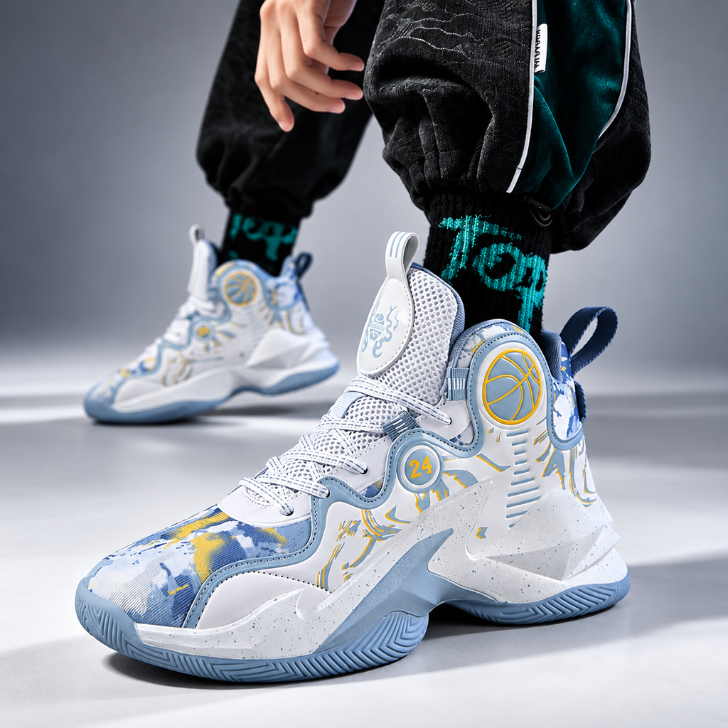 Avery High-Top Basketball-Inspired Sneakers – Sculpted Sole & Graphic Detail