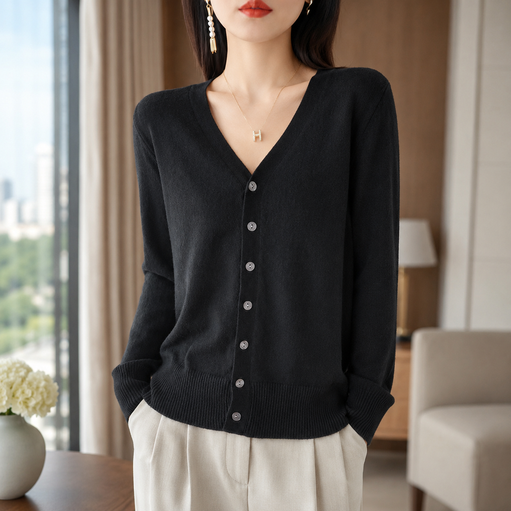 Lucia Women's V-Neck Button Cardigan