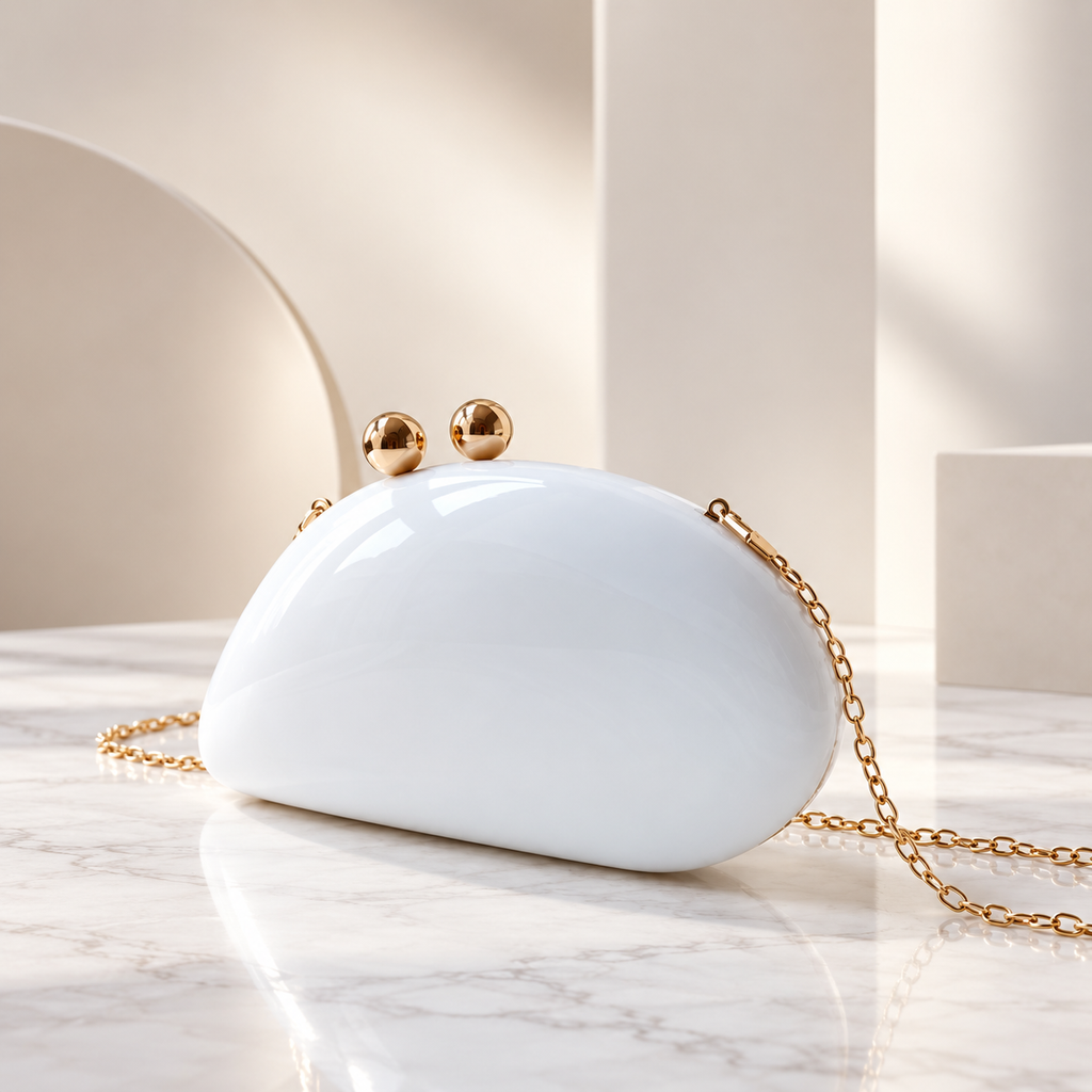 Alessia Marbled Hard-Shell Clutch Bag with Gold-Tone Kiss