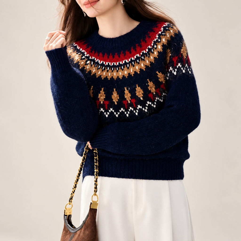 Margot Women’s Fair Isle Crewneck Knit Sweater