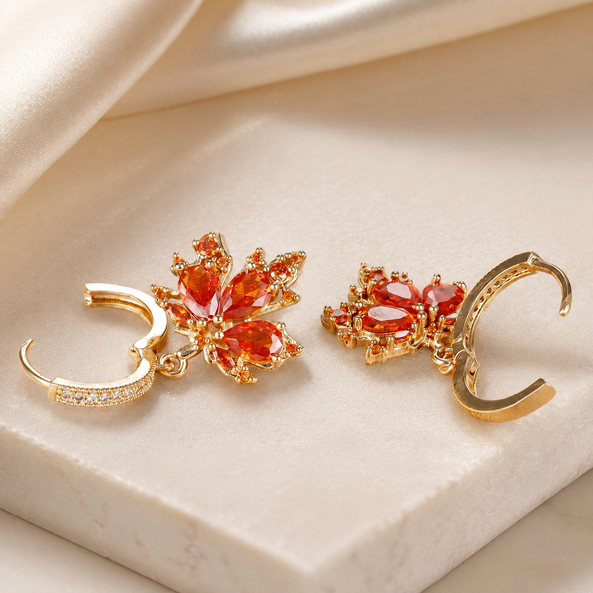 Rosalie Crystal Leaf Drop Earrings