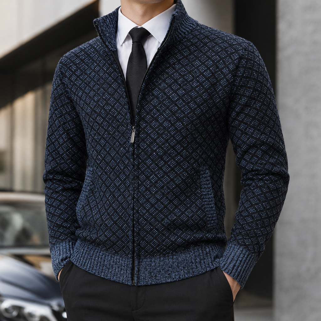 Sebastian Men's Zip-Up Cardigan Sweater – Refined Full-Zip Knit Layer