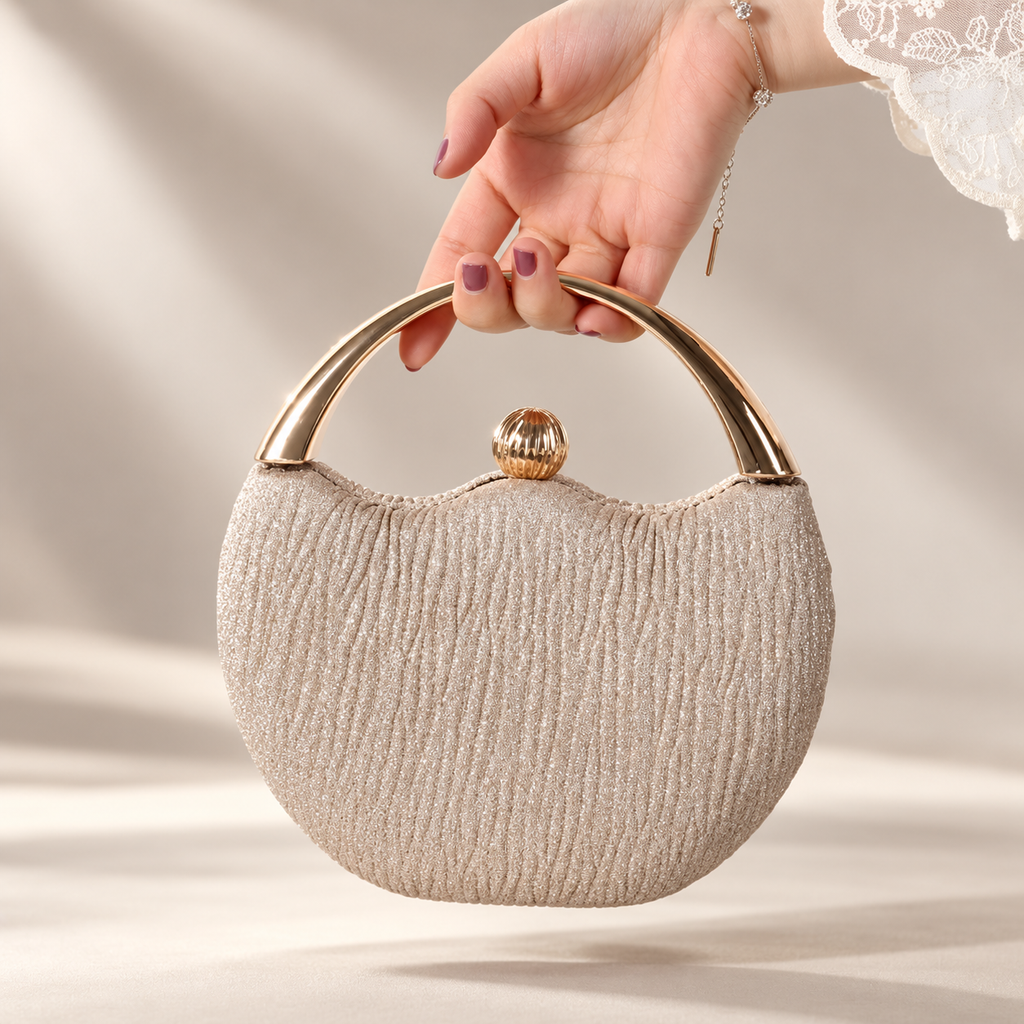 Camille Glitter Evening Handbag with Gold Handle