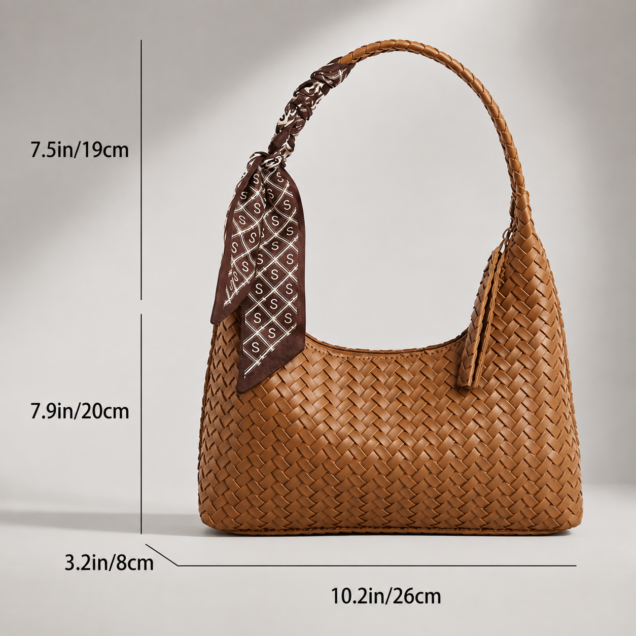 Amelia Woven Shoulder Bag with Scarf Detail