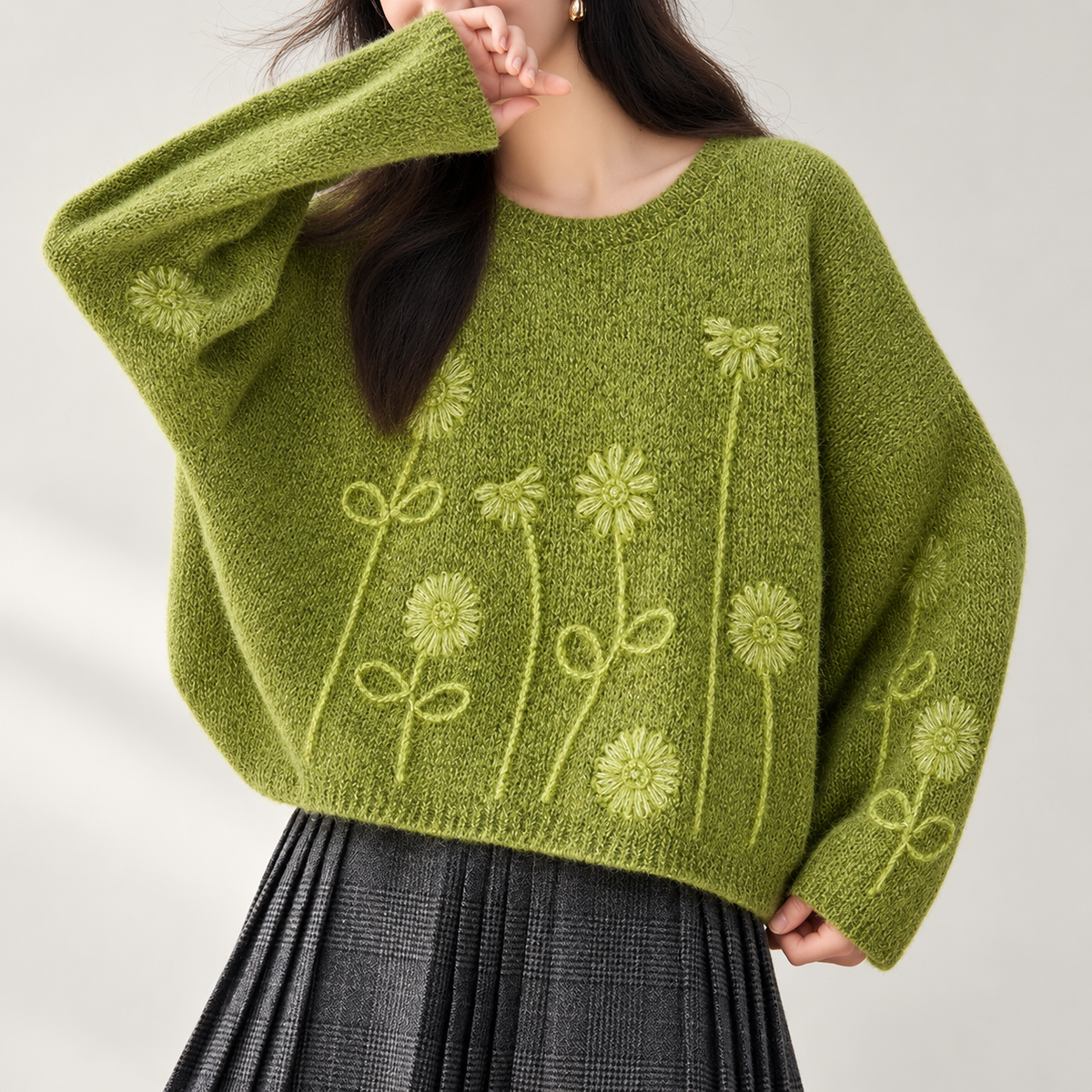 Amelia Floral Embroidered Knit Sweater