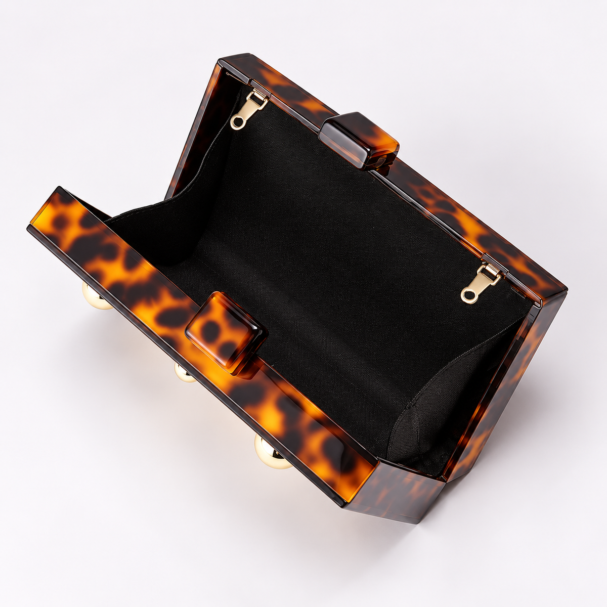Lucia Maren Tortoiseshell & Marbled Acrylic Box Clutch