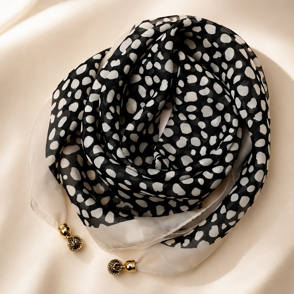 Sabrina Leopard Print Magnetic Buckle Neck Scarf