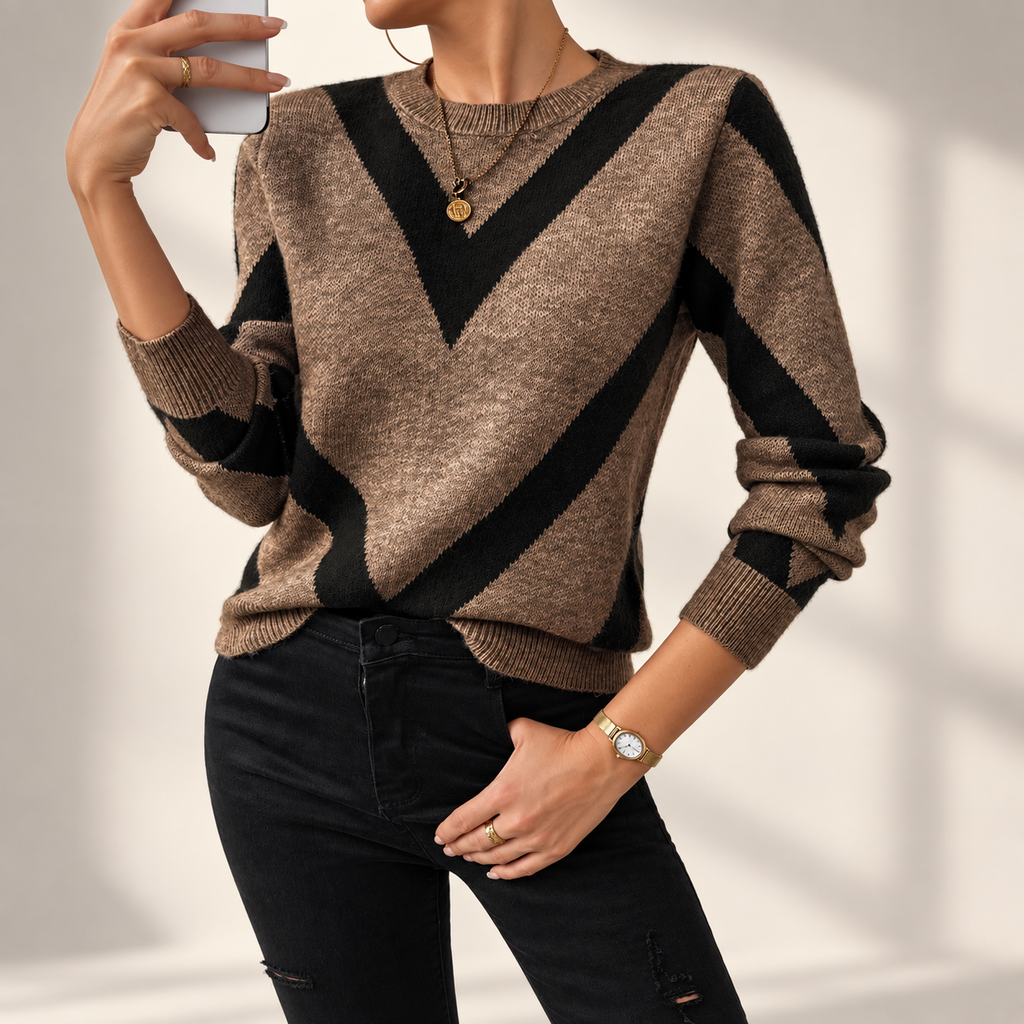 Camille Chevron Knit Sweater