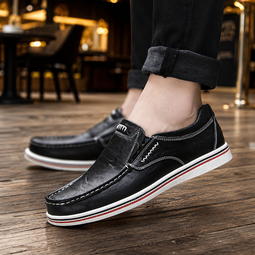 Matteo Men’s Genuine Cowhide Leather Slip-On Loafers
