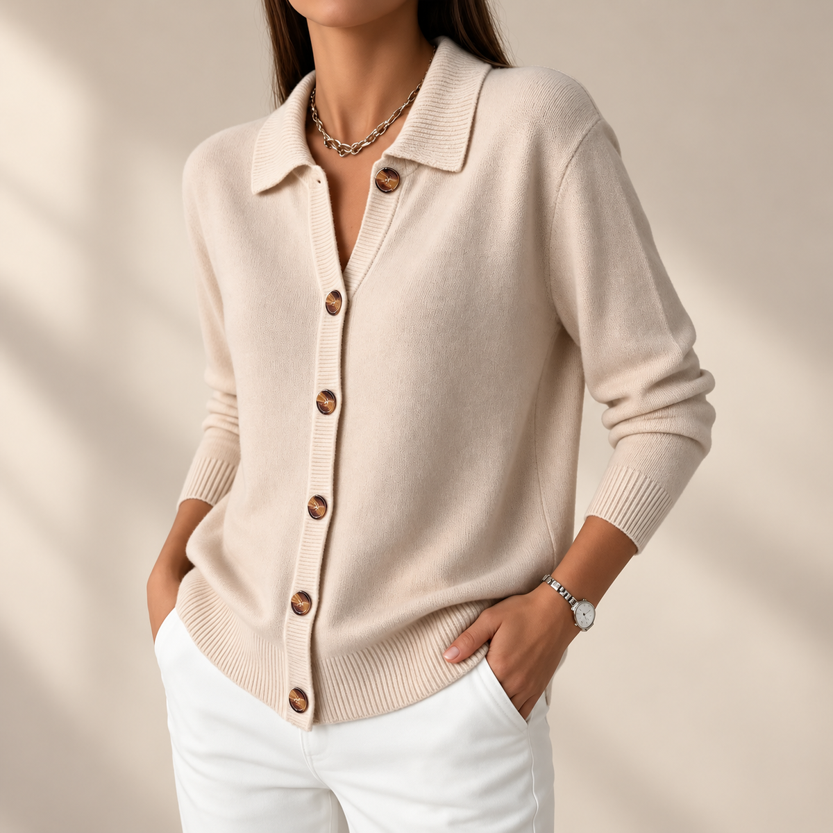 Alessia Women’s Collared Knit Cardigan
