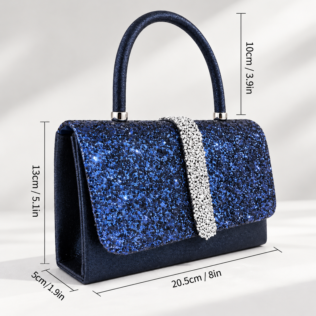 Adeline Navy Blue Glitter Evening Handbag