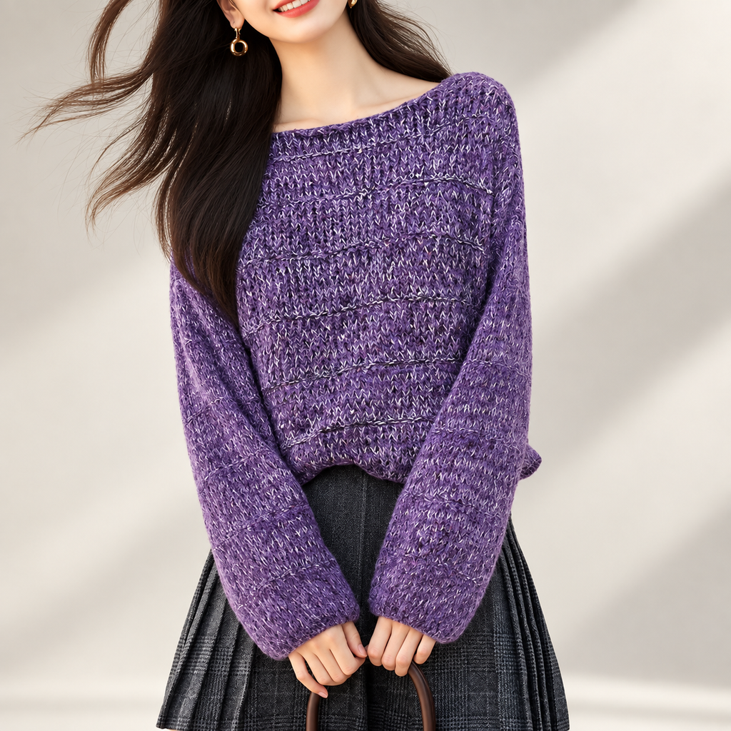 Elodie Sequin Marled Knit Boat Neck Sweater